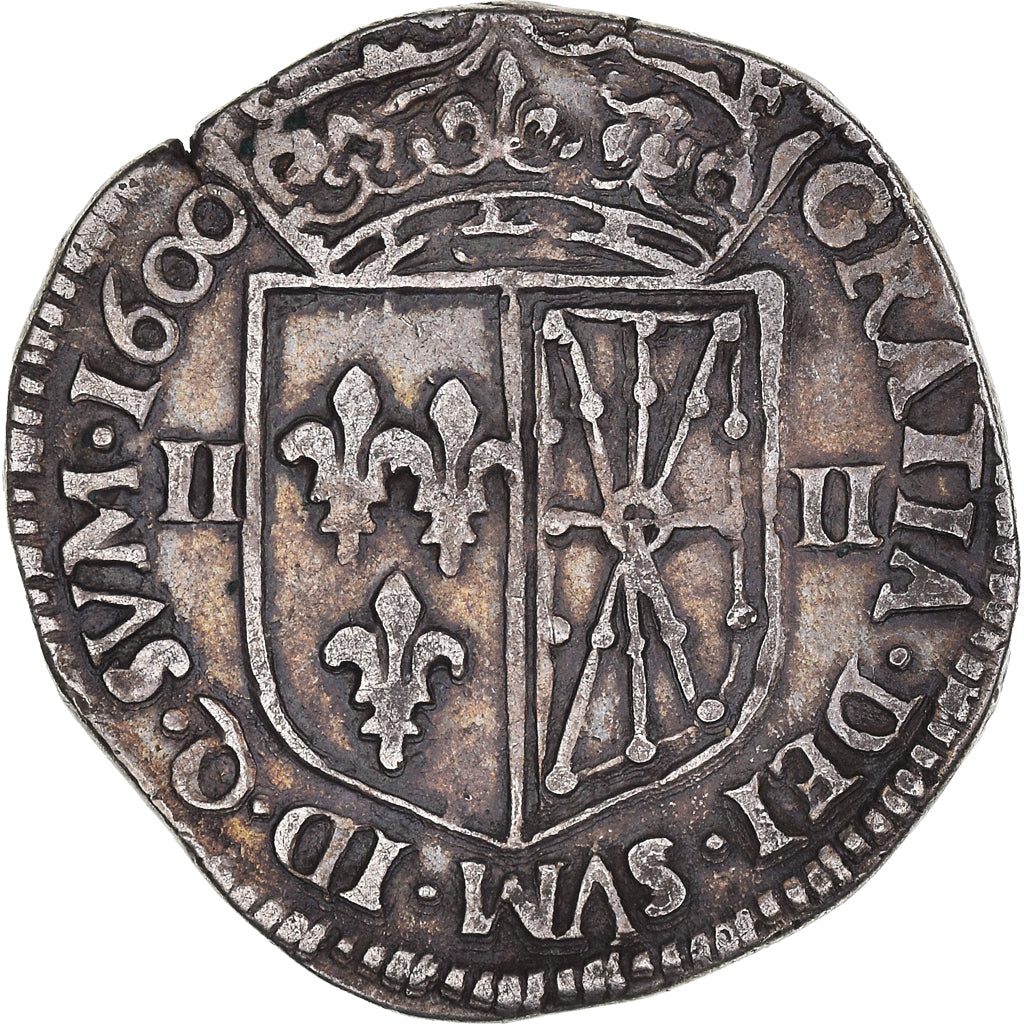 Coin, France, 1/4 d'écu de Navarre, 1600, Saint-Palais, EF(40-45), Silver