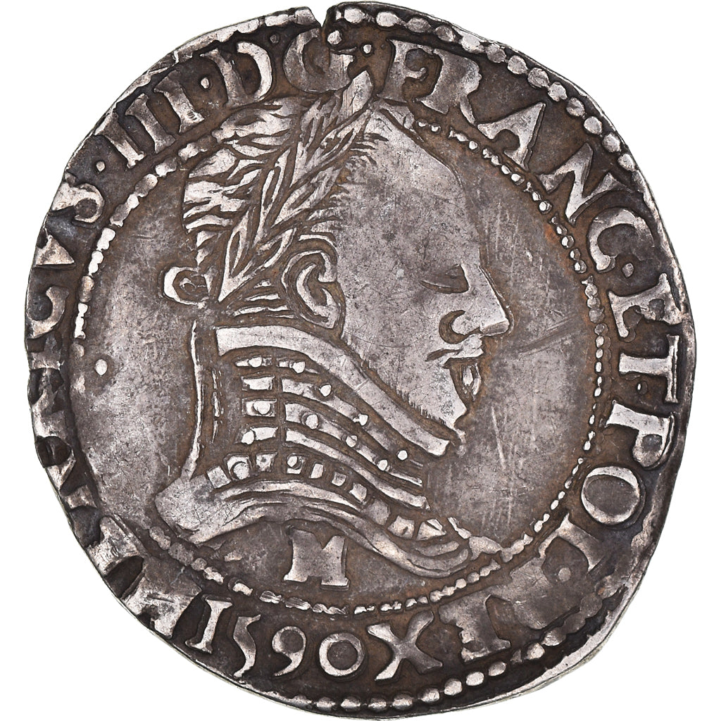 Coin, France, 1/2 Franc, 1590, Toulouse, La ligue au nom de Henri III