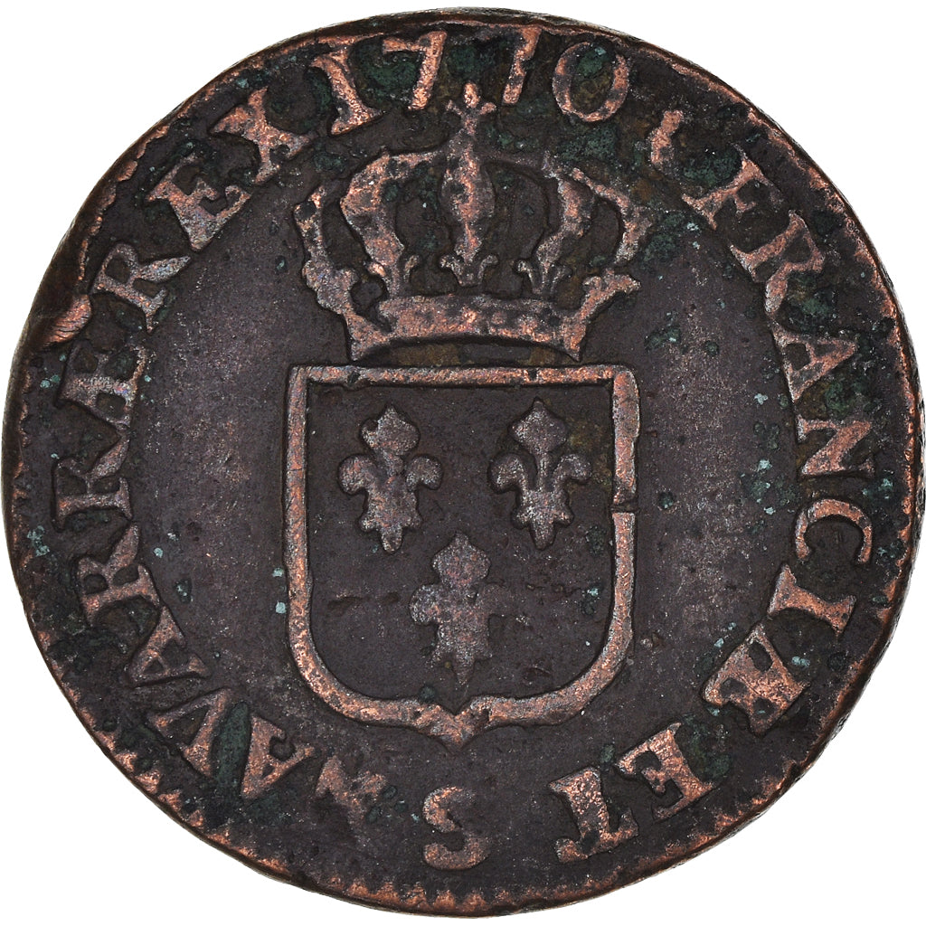 Moeda, França, Louis XV, Sol à la vieille tête, Sol, 1770, Reims, VF(20-25)