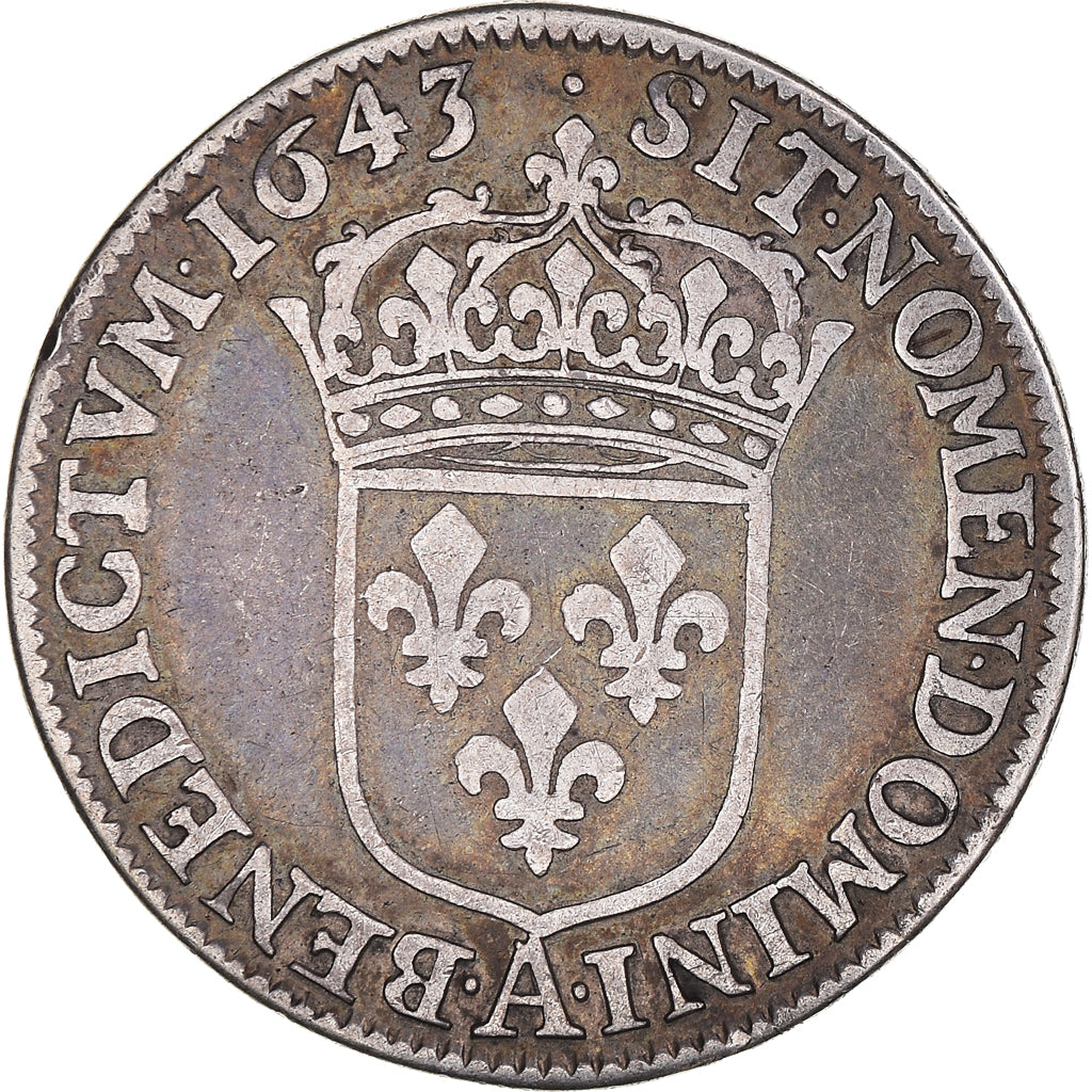 Coin, France, Louis XIII, 1/4 Ecu, 1643, Paris, 2ème poinçon de Warin