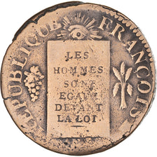 Münze, Frankreich, Sol aux balances françoise, Sol, 1793, Lille, SGE+, Bronze