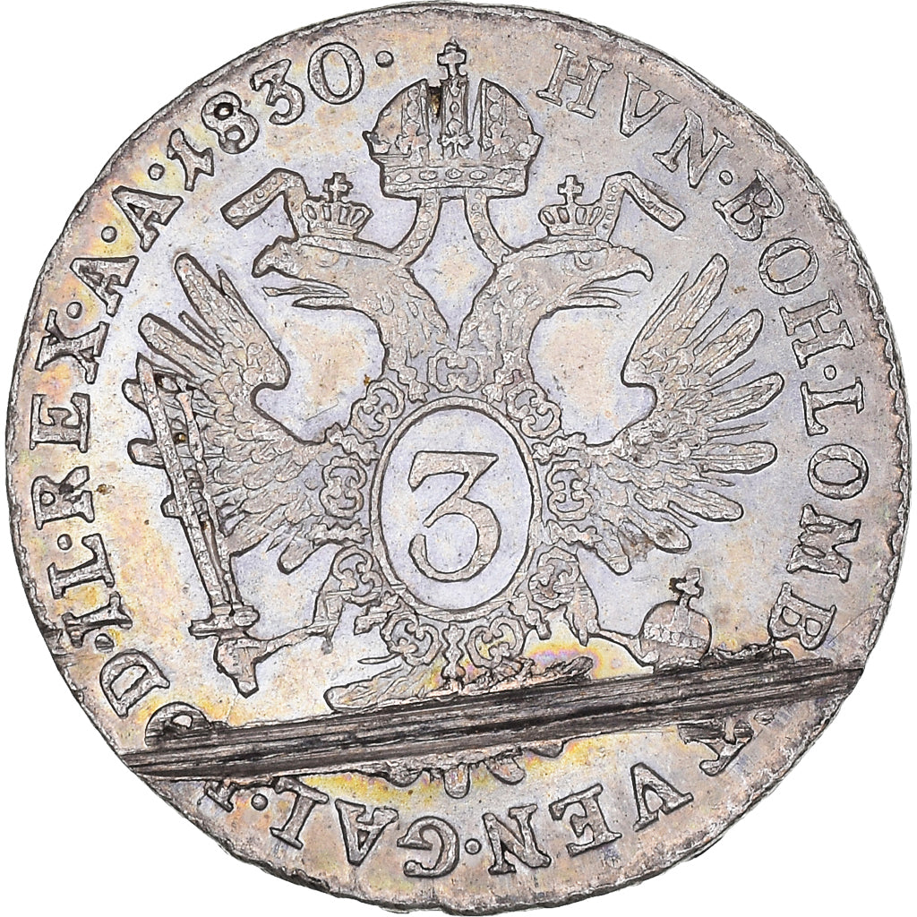 Coin, Austria, Franz II (I), 3 Kreuzer, 1830, Vienna, EF(40-45), Silver, KM:2119