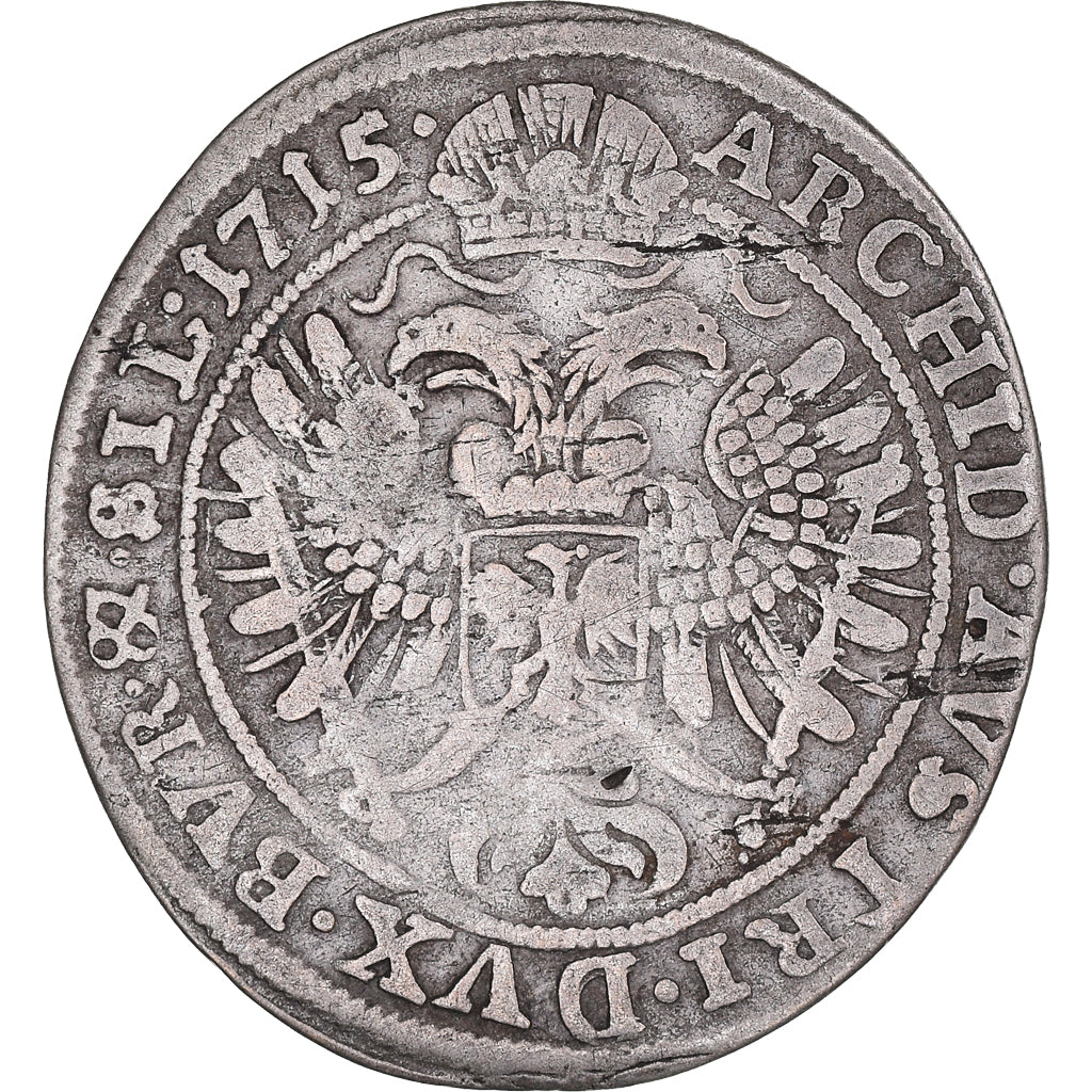 Coin, Austria, Karl (Charles) VI, 6 Kreuzer, 1715, Hall, VF(30-35), Silver