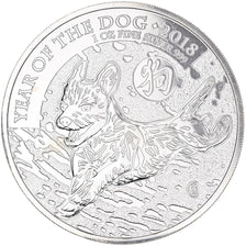 Moeda, Grã-Bretanha, Elizabeth II, Year of the Dog, 2 Pounds - 1 Oz, 2018