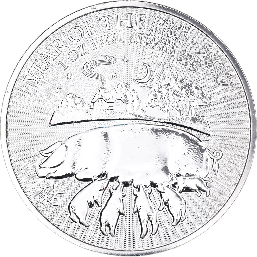 Monnaie, Grande-Bretagne, Elizabeth II, Année du cochon, 2 Pounds - 1 Once