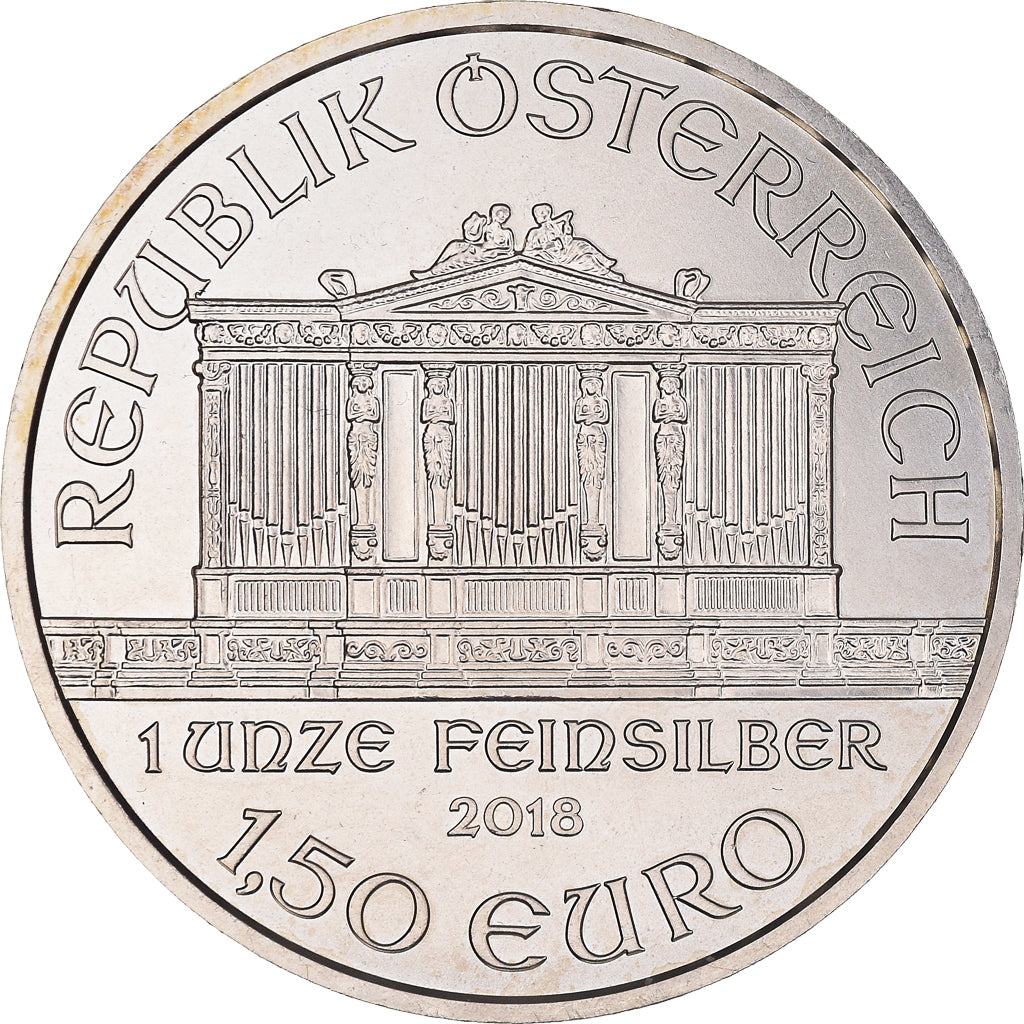 Philharmonic Orchestra, 1,5 Euro, 2018, Vienna, MS(65-70), Silver