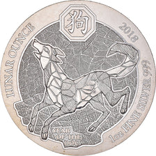 Coin, Rwanda, Year of the Dog, 50 Francs, 1 Oz, 2018, MS(65-70), Silver