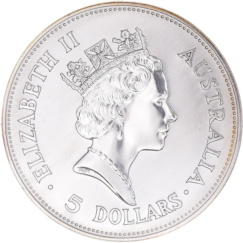 Coin, Australia, Elizabeth II, Australian Kookaburra, 5 dollars, 1 oz, 1990