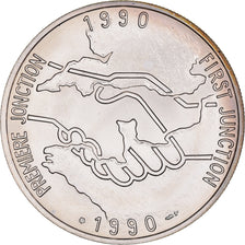 Francia, medaglia, Tunnel sous la Manche, Première Jonction, 1990, FDC, Argento