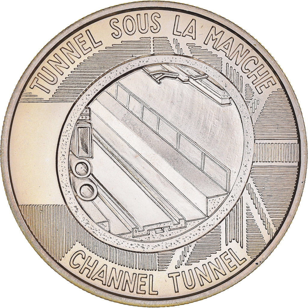Francia, medaglia, Tunnel sous la Manche, Première Jonction, 1990, FDC, Argento