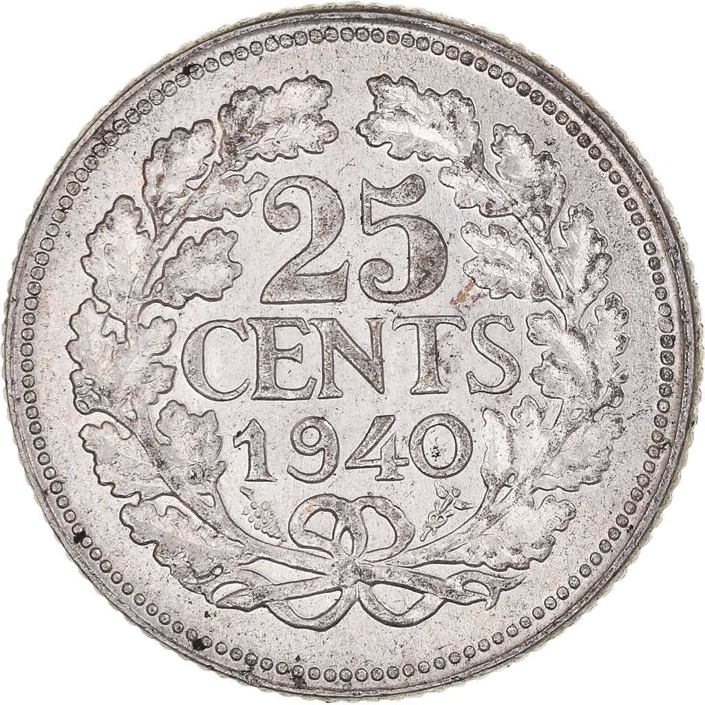 Coin, Netherlands, Wilhelmina I, 25 Cents, 1940, Utrecht, EF(40-45), Silver