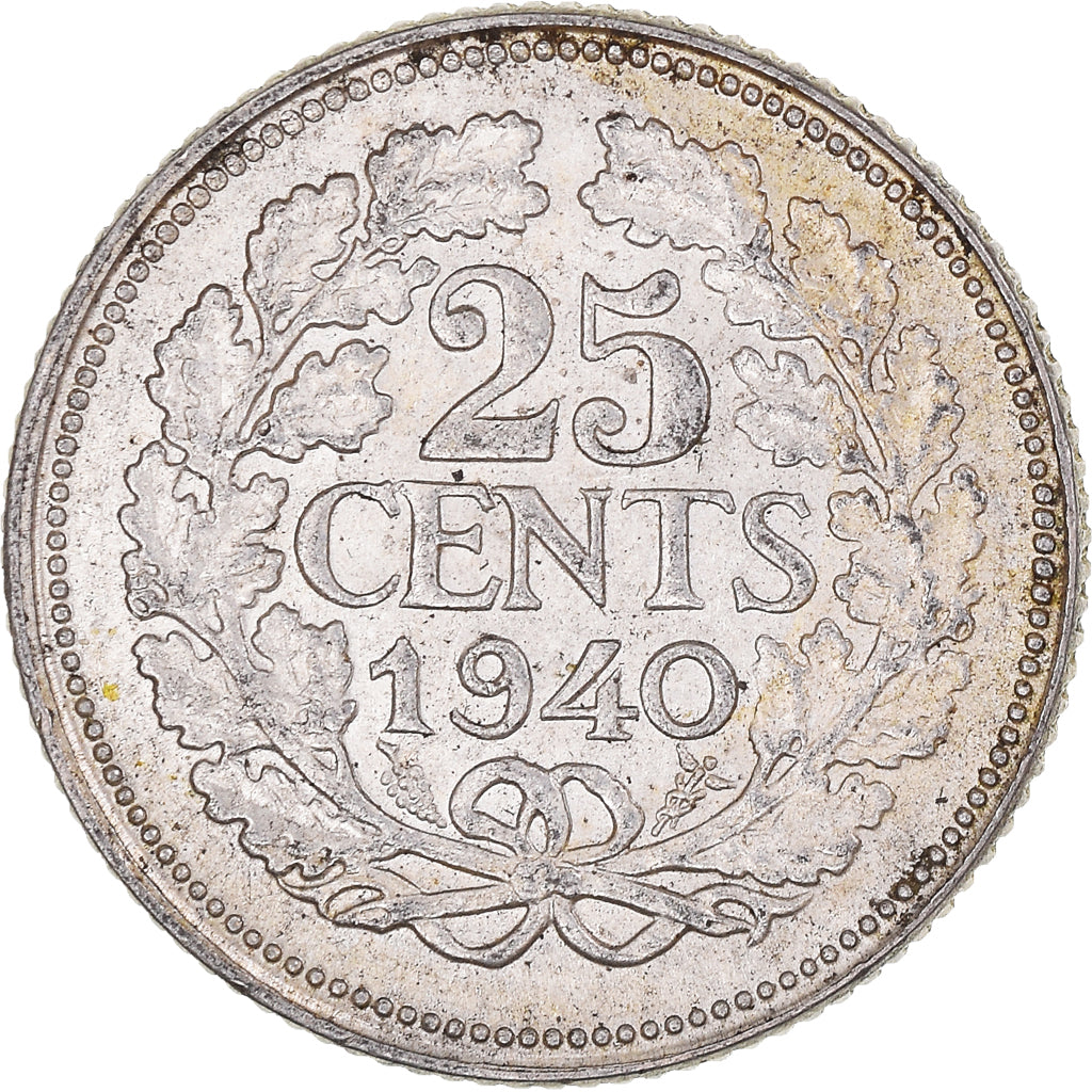Coin, Netherlands, Wilhelmina I, 25 Cents, 1940, Utrecht, EF(40-45), Silver
