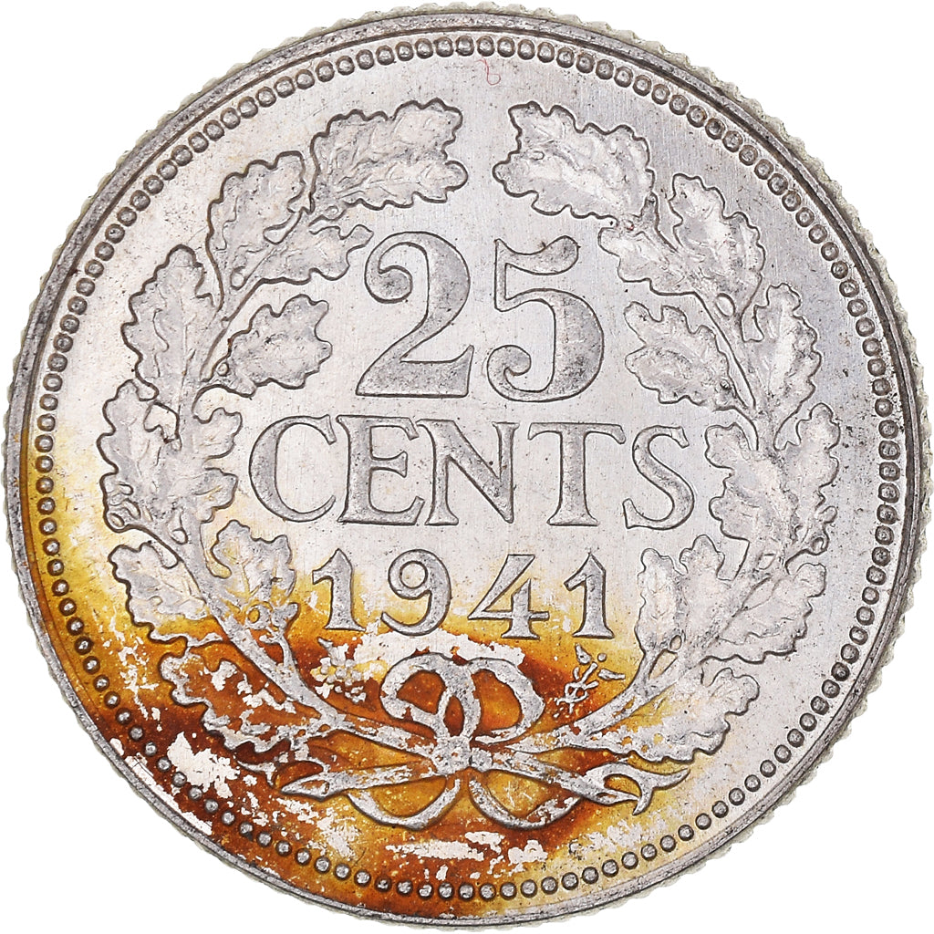 Monnaie, Pays-Bas, Wilhelmina I, 25 Cents, 1941, Utrecht, TTB, Argent, KM:164