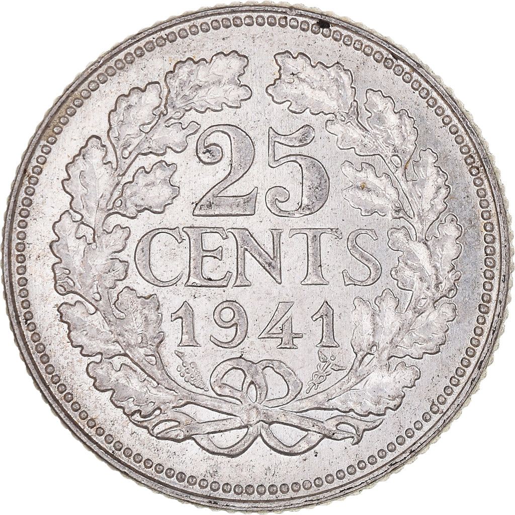 Münze, Niederlande, Wilhelmina I, 25 Cents, 1941, Utrecht, SS, Silber, KM:164