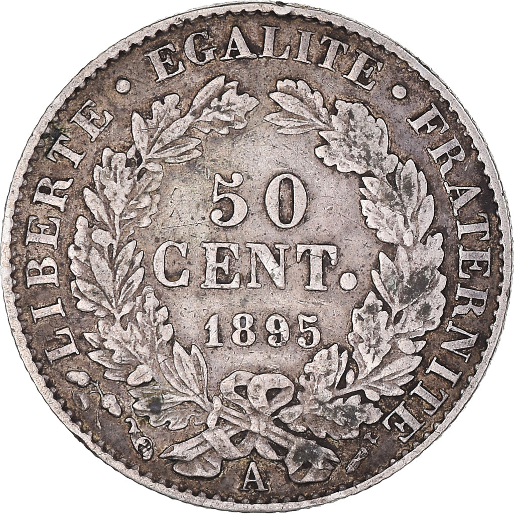 Moneta, Francia, Cérès, 50 Centimes, 1895, Paris, BB, Argento, KM:834.1