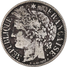 Moneta, Francia, Cérès, Franc, 1872, Paris, Small A, MB, Argento, KM:822.1