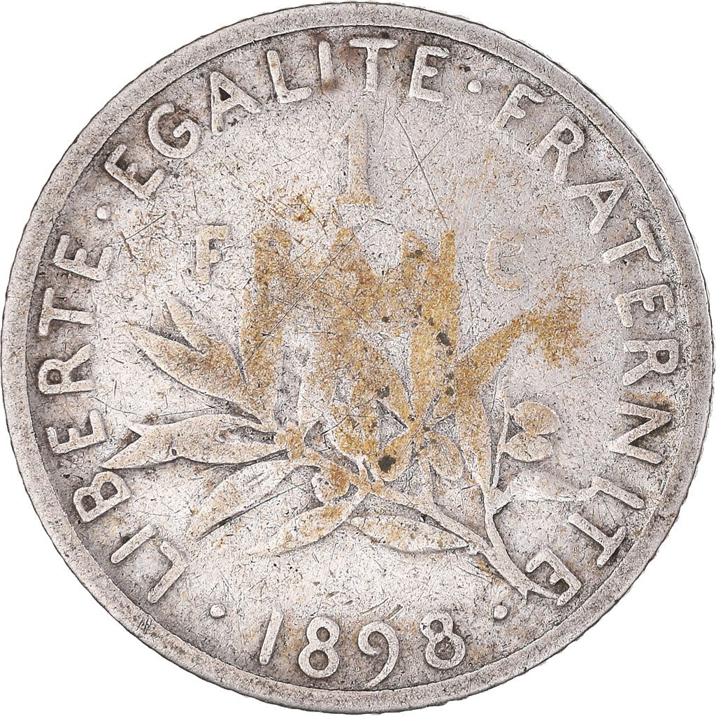 Coin, France, Semeuse, Franc, 1898, Paris, VF(20-25), Silver, KM:844.1