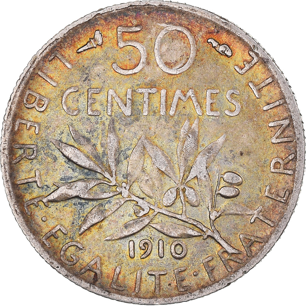 Monnaie, France, Semeuse, 50 Centimes, 1910, Paris, TTB+, Argent, KM:854