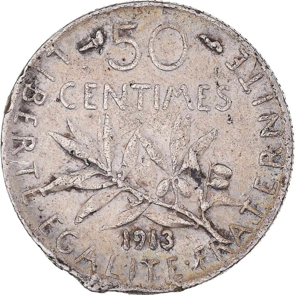 Coin, France, Semeuse, 50 Centimes, 1913, Paris, VF(30-35), Silver, KM:854