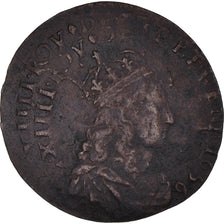 Moneta, Francia, Louis XIV, Liard de France au buste juvénile, deuxième type