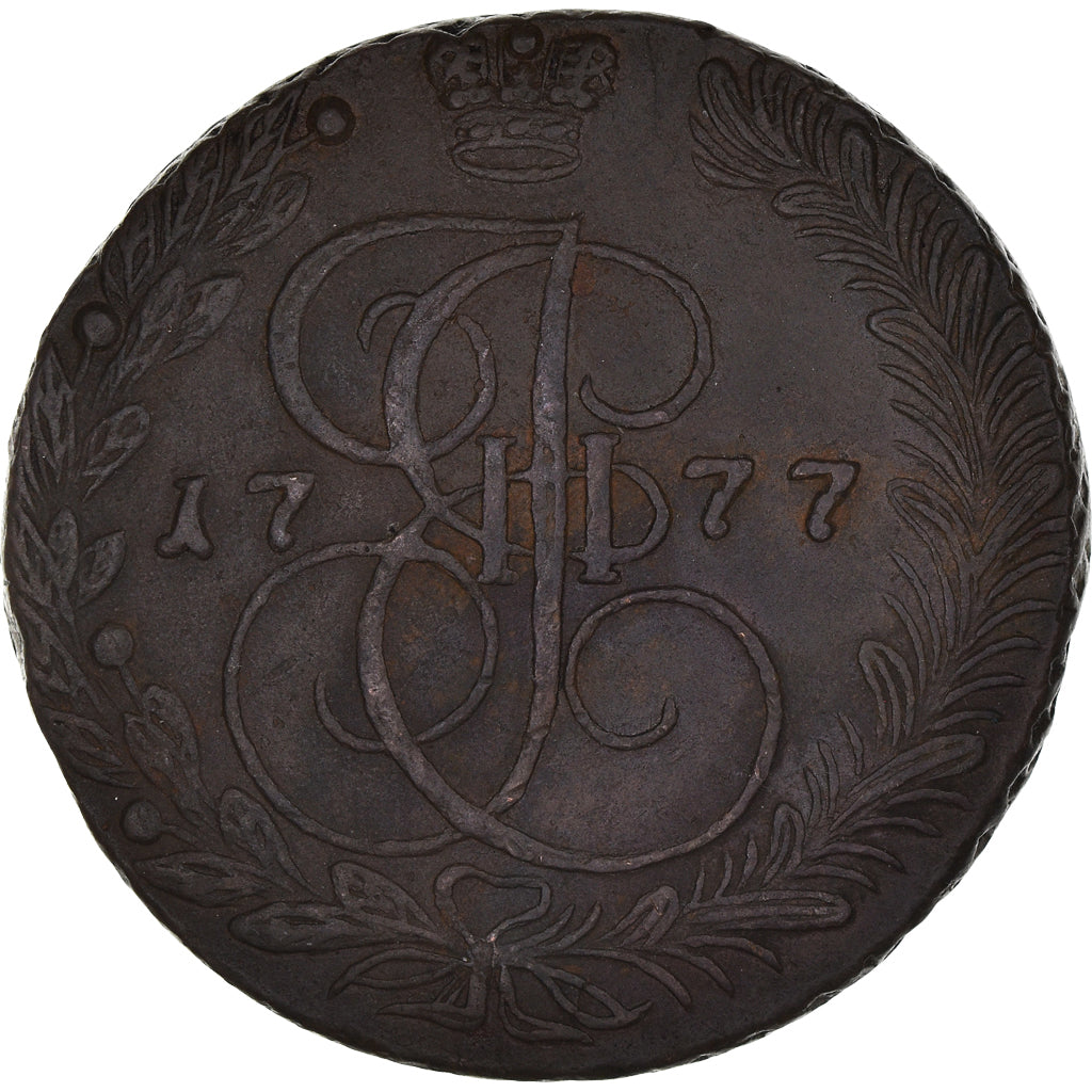 Moneta, Russia, Catherine II, 5 Kopeks, 1777, Ekaterinbourg, BB, Rame, KM:59.3
