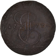 Moneta, Russia, Catherine II, 5 Kopeks, 1777, Ekaterinbourg, BB, Rame, KM:59.3