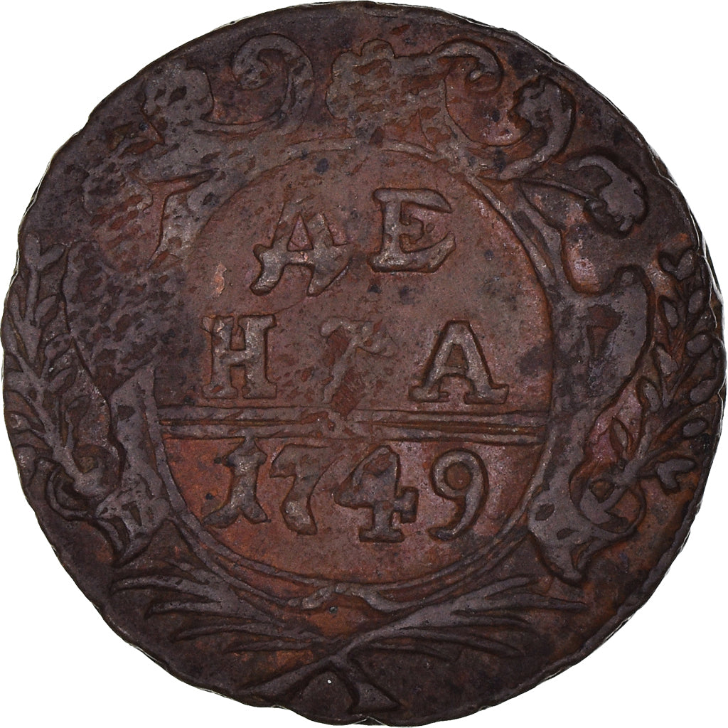Münze, Russland, Denga, 1/2 Kopek, 1749, S+, Kupfer, KM:188