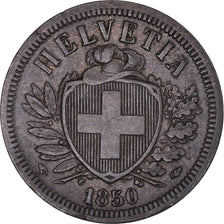 Coin, Switzerland, 2 Rappen, 1850, Paris, AU(50-53), Bronze, KM:4.1