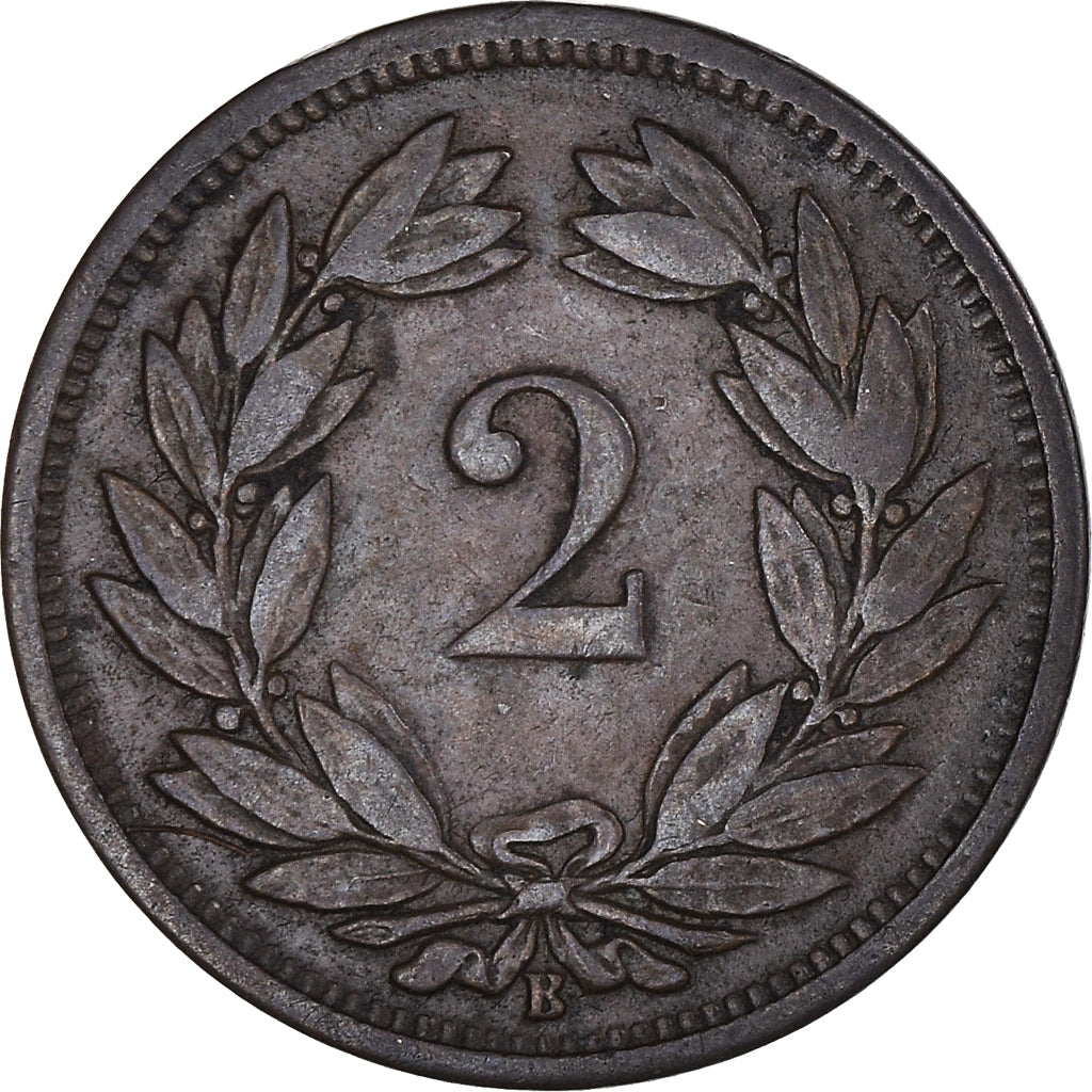 Coin, Switzerland, 2 Rappen, 1866, Bern, EF(40-45), Bronze, KM:4.1