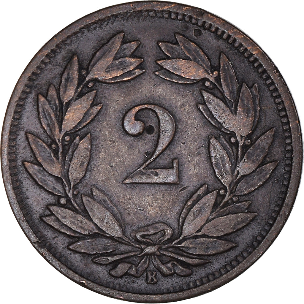 Coin, Switzerland, 2 Rappen, 1870, Bern, EF(40-45), Bronze, KM:4.1