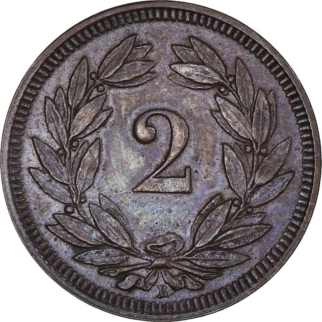 Coin, Switzerland, 2 Rappen, 1893, Bern, EF(40-45), Bronze, KM:4.2