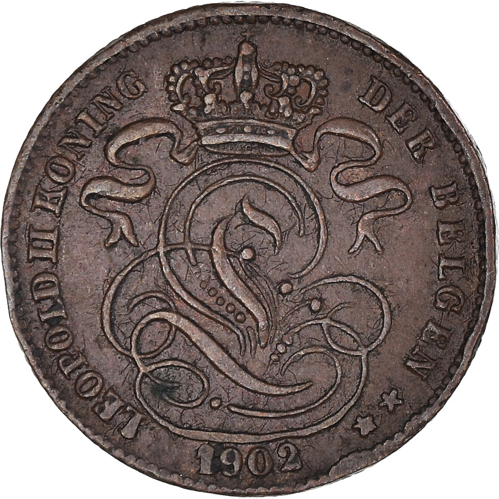 Belgium, Leopold II, Centime, 1902, Brussels, EF(40-45), Copper, KM:34.1