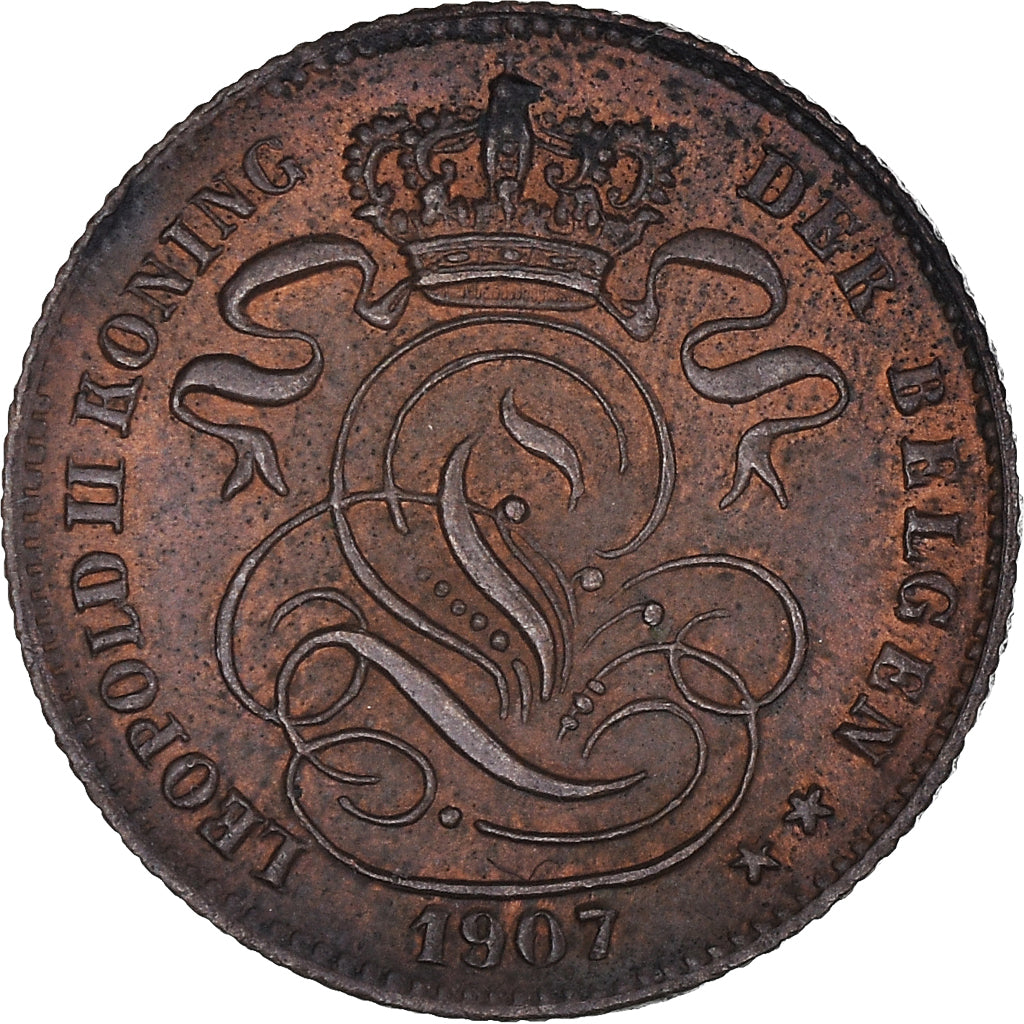 Coin, Belgium, Leopold II, Centime, 1907, Brussels, AU(50-53), Copper, KM:34.1