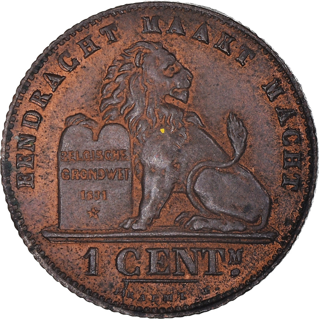 Coin, Belgium, Leopold II, Centime, 1907, Brussels, AU(50-53), Copper, KM:34.1