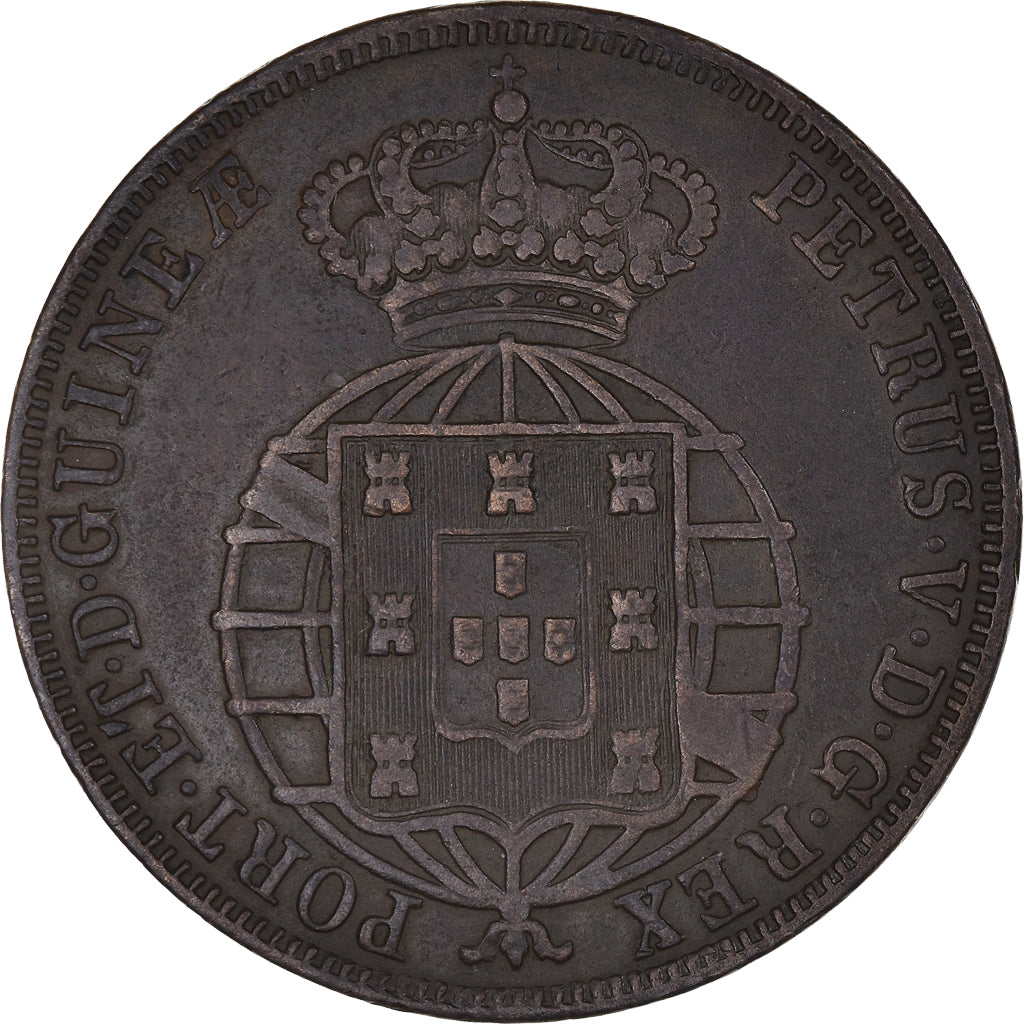 Coin, Angola, 1/2 Macuta, 1858, Lisbon, AU(50-53), Copper, KM:58