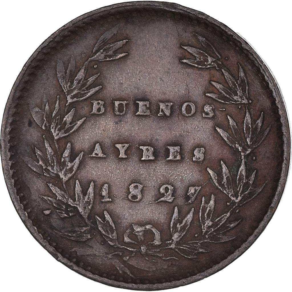 Monnaie, Argentine, BUENOS AIRES, 5/10 Réal, 1827, Buenos Aires, TTB, Cuivre