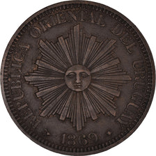 Coin, Uruguay, 4 Centesimos, 1869, Uruguay Mint, Birmingham, AU(50-53), Bronze