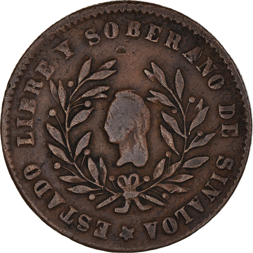Moneda, México, 1/4 Real, Un Quarto/Una Quartilla, 1861, Culiacan, BC+, Cobre