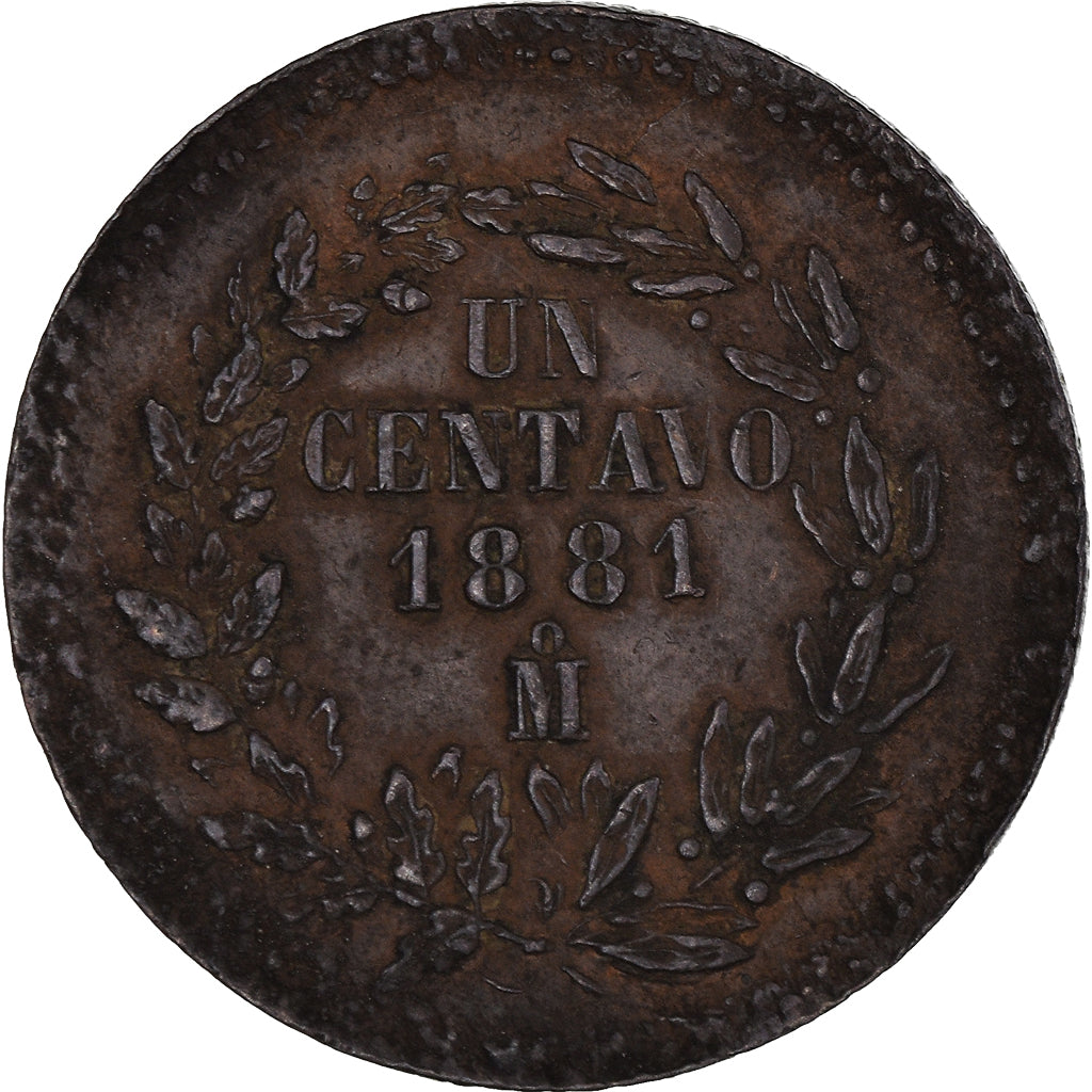 Moneda, México, Centavo, 1881, Mexico City, MBC, Cobre, KM:391.6