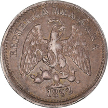 Moneta, Mexico, 5 Centavos, 1892, Zacatecas, EF(40-45), Srebro, KM:398.10