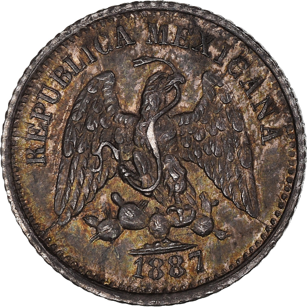 Coin, Mexico, 5 Centavos, 1887, Mexico City, AU(55-58), Silver, KM:398.7