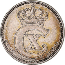 Moneda, Dinamarca, Christian X, 25 Öre, 1919, Copenhagen, MBC, Plata, KM:815.2