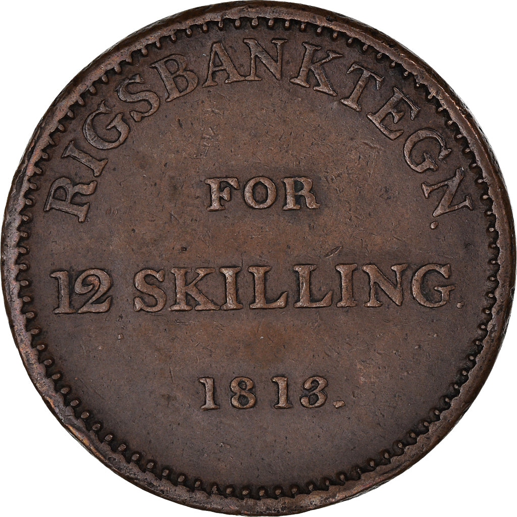 Coin, Denmark, 12 Skilling, 1813, VF(30-35), Copper, KM:Tn2