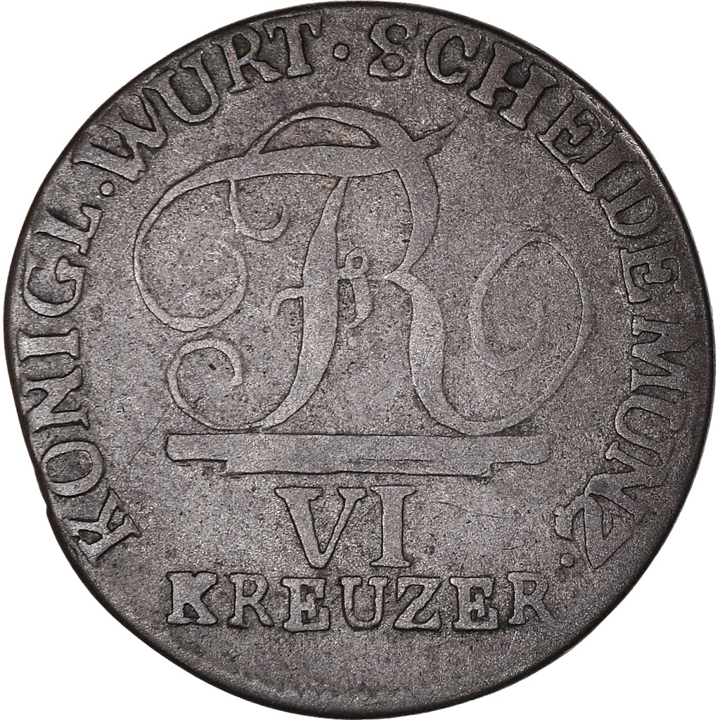 Münze, Deutsch Staaten, WURTTEMBERG, Friedrich I, 6 Kreuzer, 1811, S+, Silber
