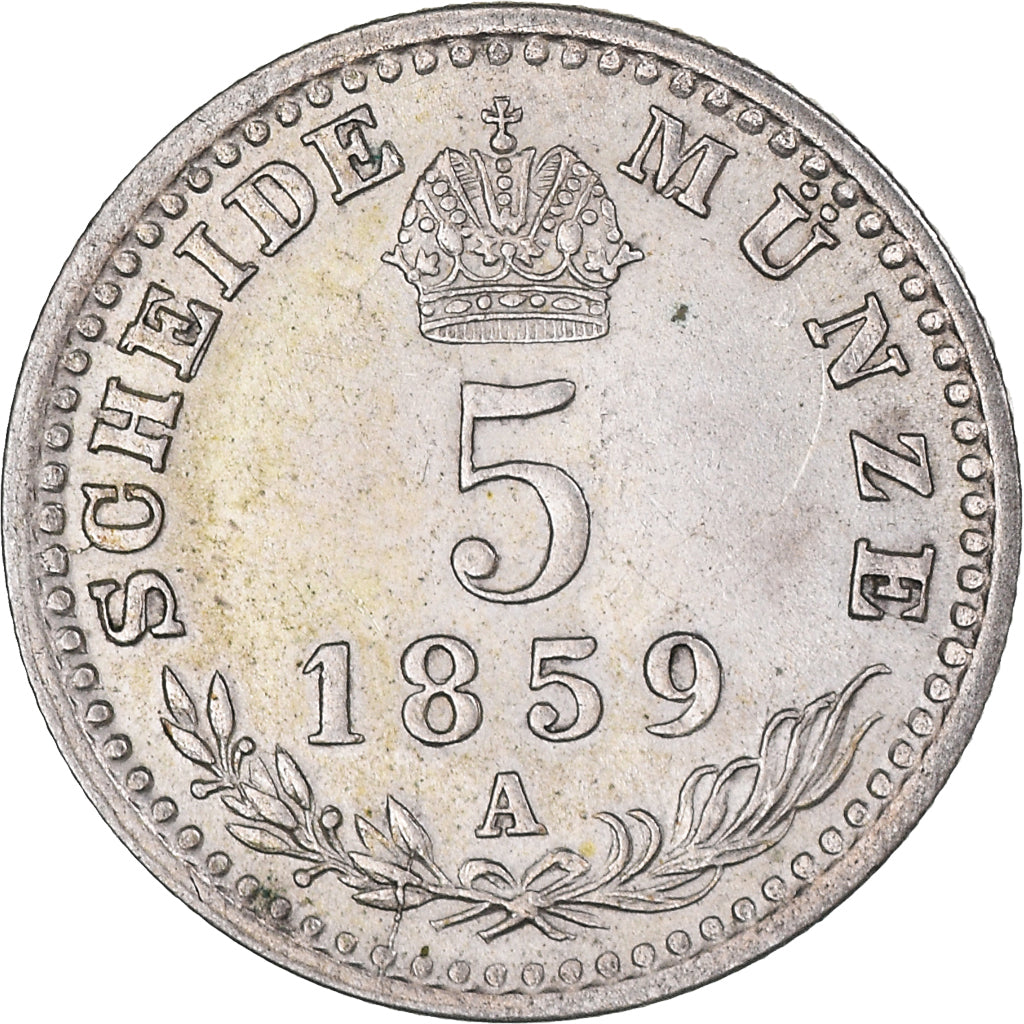Coin, Austria, Franz Joseph I, 5 Kreuzer, 1859, Vienna, AU(55-58), Silver