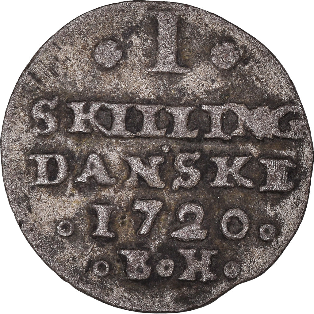 Moneda, Dinamarca, HOLSTEIN-GOTTORP-RENDSBORG, Skilling, 1720, Rendsborg, BC+