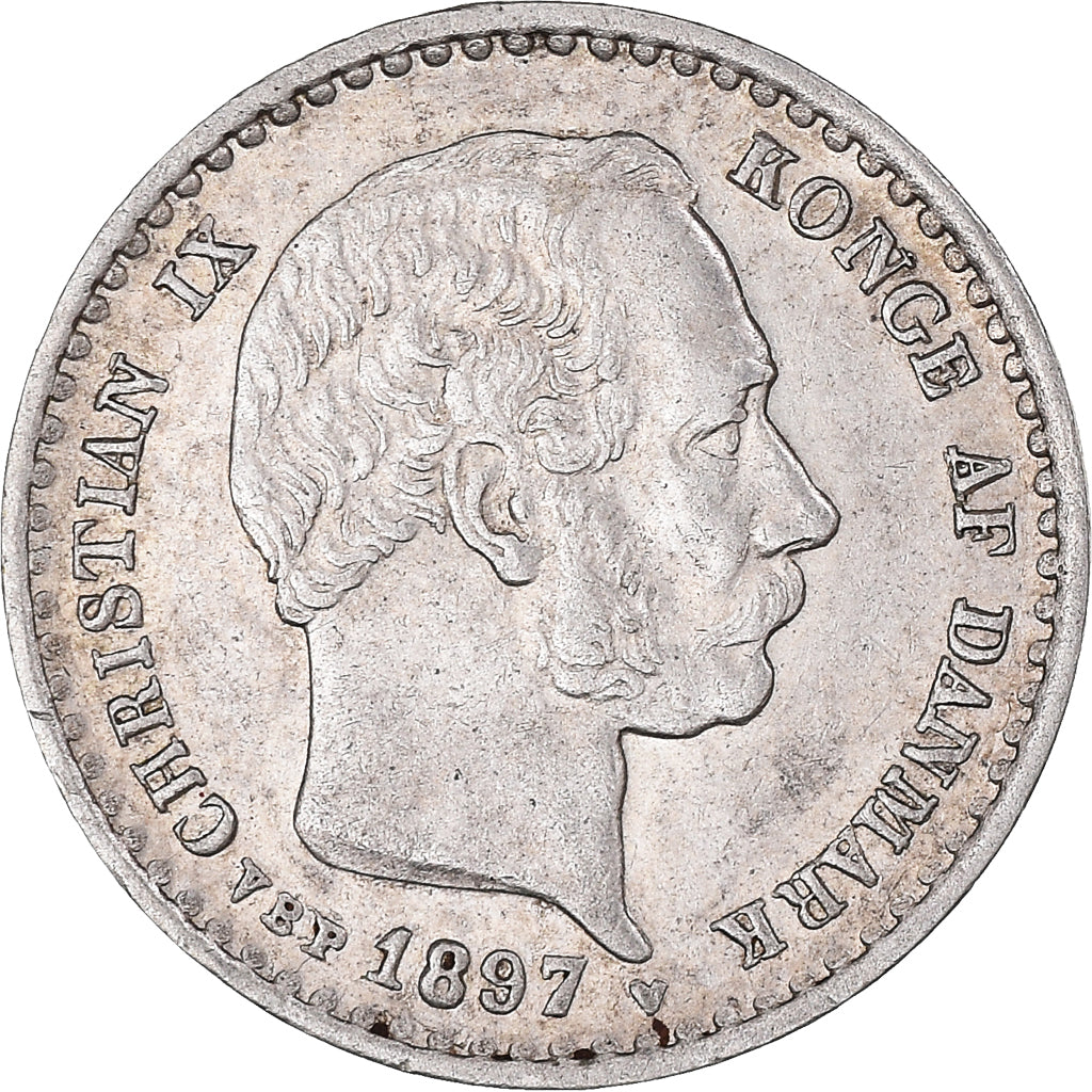Coin, Denmark, Christian IX, 10 Öre, 1897, Copenhagen, AU(55-58), Silver