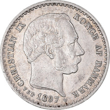 Coin, Denmark, Christian IX, 10 Öre, 1897, Copenhagen, AU(55-58), Silver