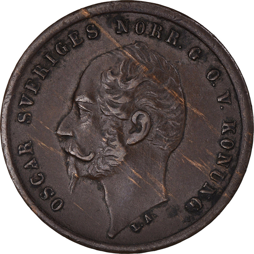 Coin, Sweden, Oscar I, Ore, 1858, EF(40-45), Bronze, KM:687