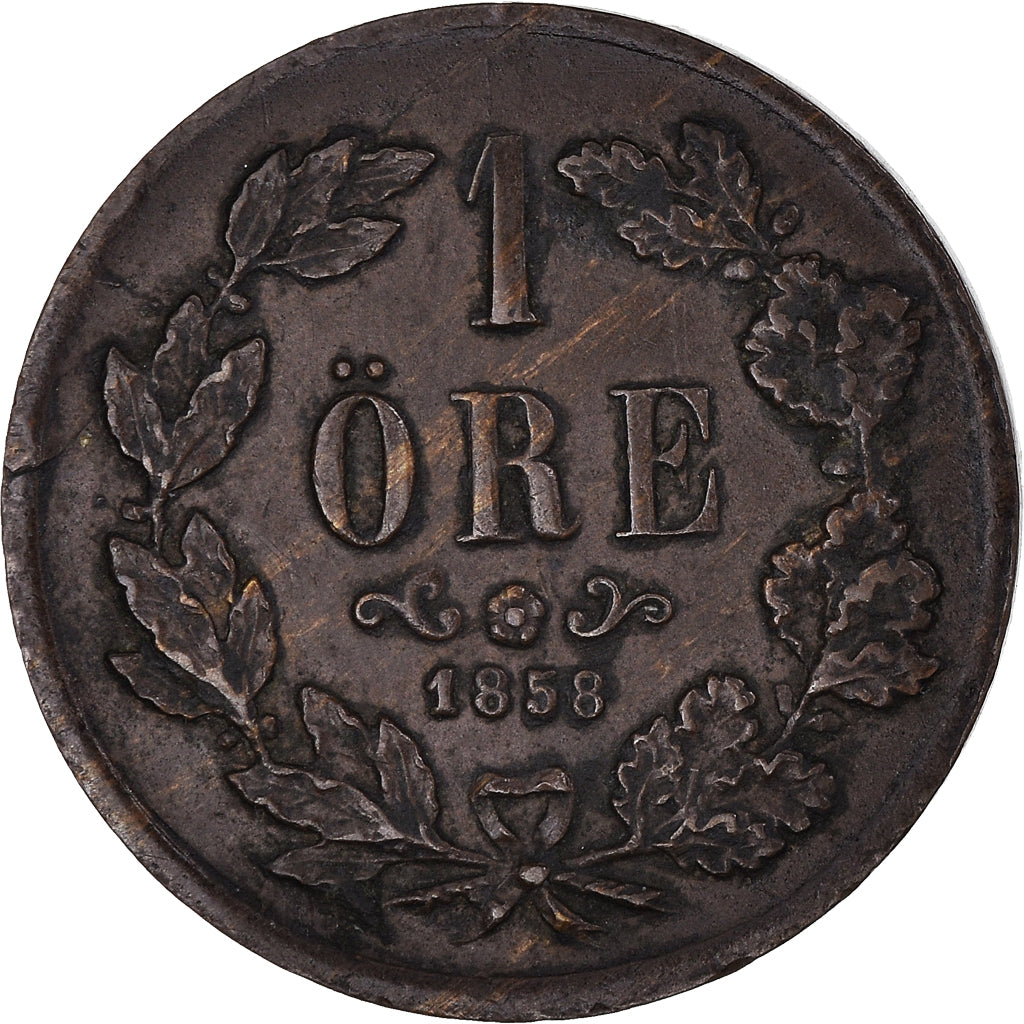 Coin, Sweden, Oscar I, Ore, 1858, EF(40-45), Bronze, KM:687